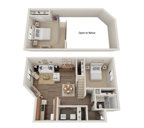 A floor plan of a loft townhome at Hawks Prairie in Olympia, WA.